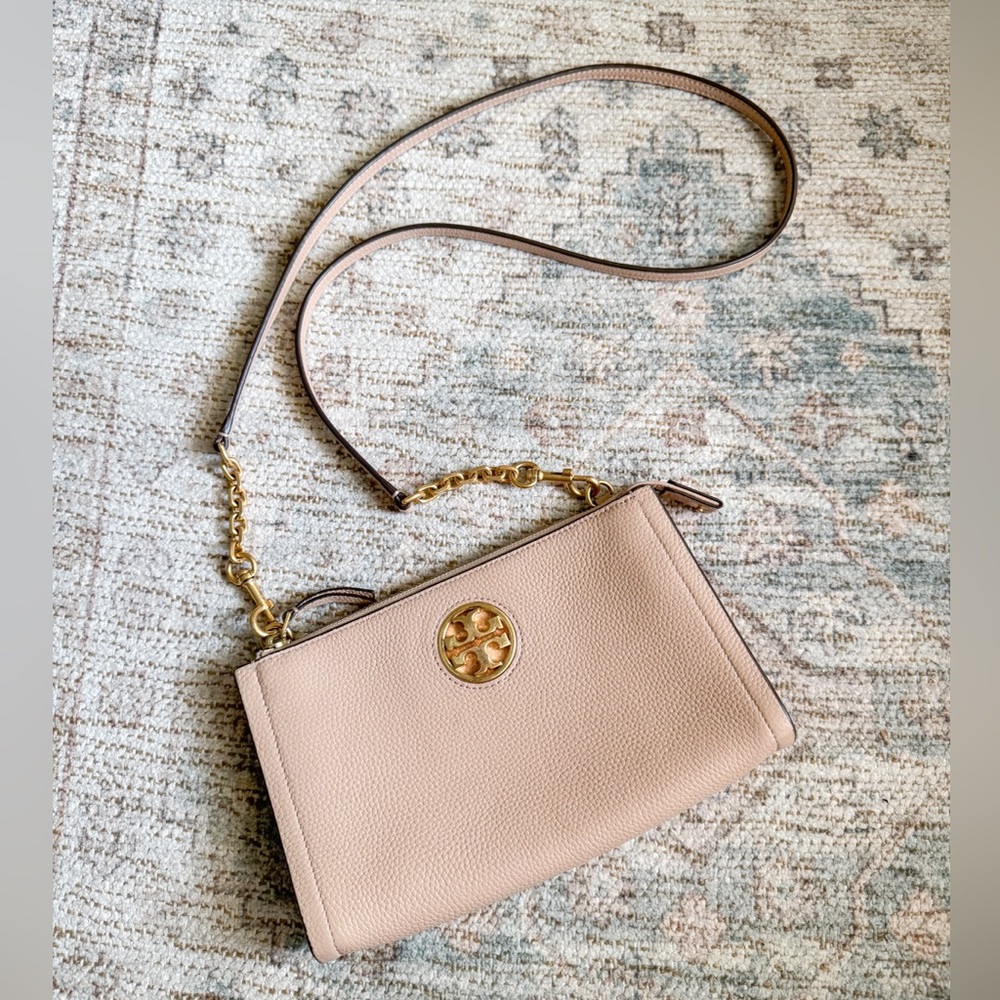 Tory Burch Carson Devon Sand Zip Top Crossbody Bag
